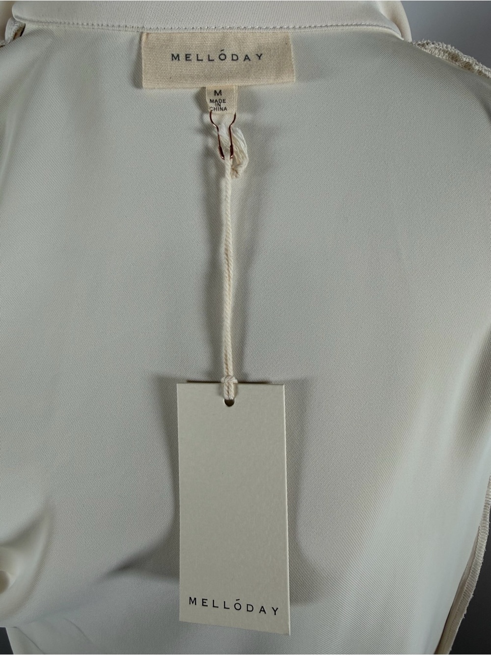 NWT Melloday Ivory Sleeveless Longline Blazer Vest Tie Waist Size Medium - Picture 10 of 11
